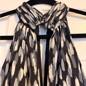 Halter Black White and Grey Patterned Dress